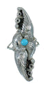 Authentic Sterling Silver And Turquoise Scalloped Leaf Ring Size 8 YX89519